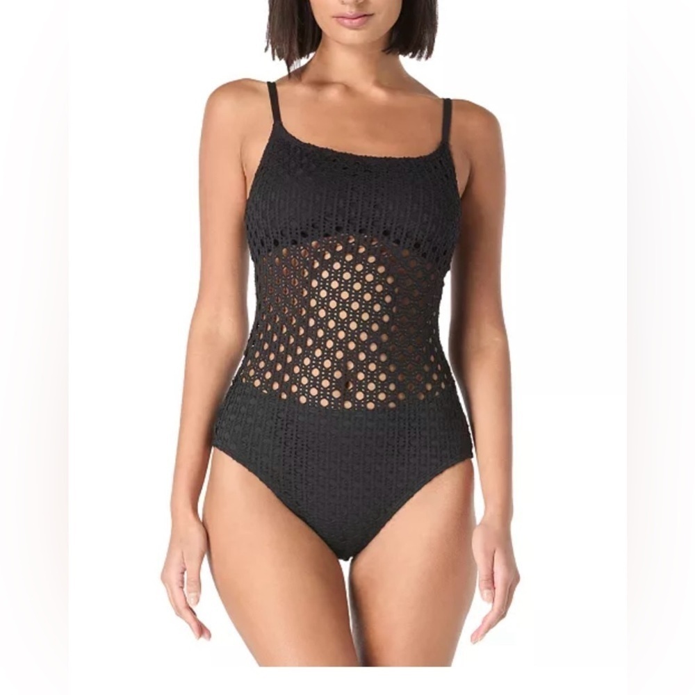 NWT Carmen Marc Valvo Women's Crochet Scoop-Neck One-Piece Swimsuit size 12